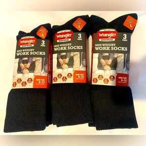 Bundle of 3 Sets Wrangler Work Socks 
Adult Men Black Size 6-12